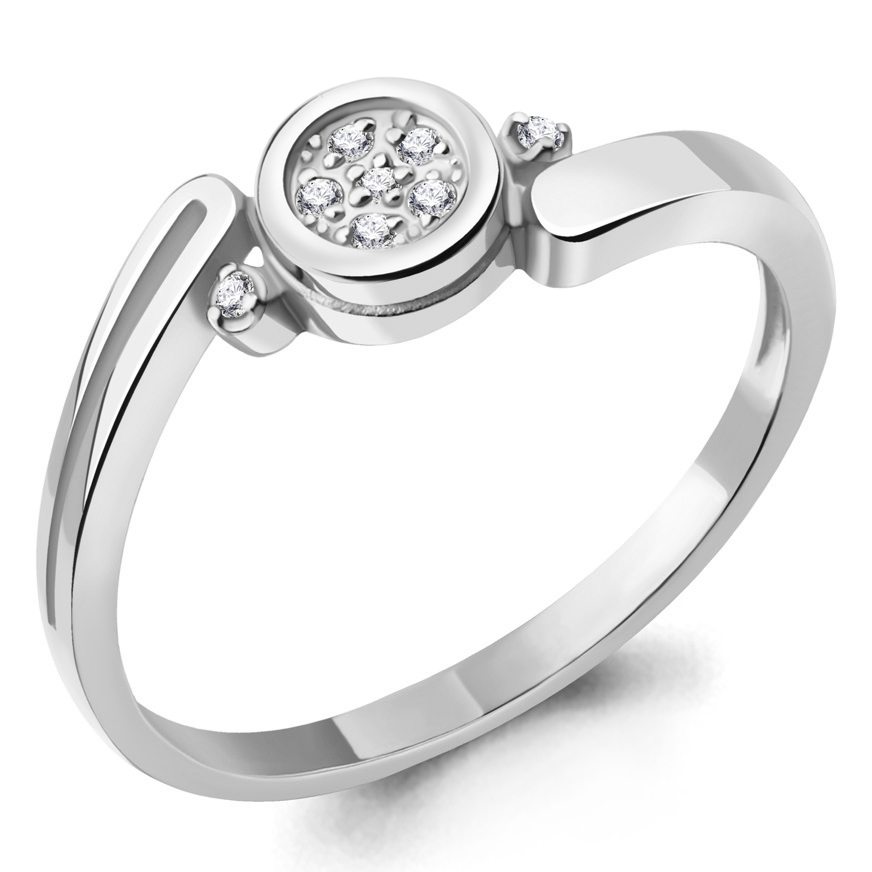 Кольцо, серебро, бриллиант, 060165.6